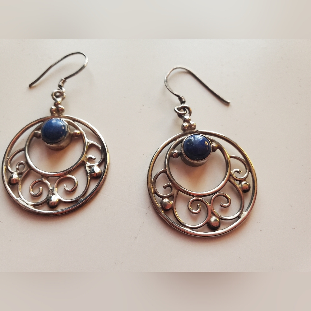 Sterling silver and blue lapis earnings.